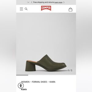 Camper Green Leather Slip-On Shoes